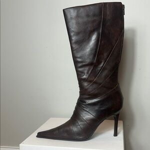 Aldo Dark Brown Leather Heeled Boots